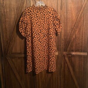 NWT, Who What Wear Orange and Black Floral Dress, Medium